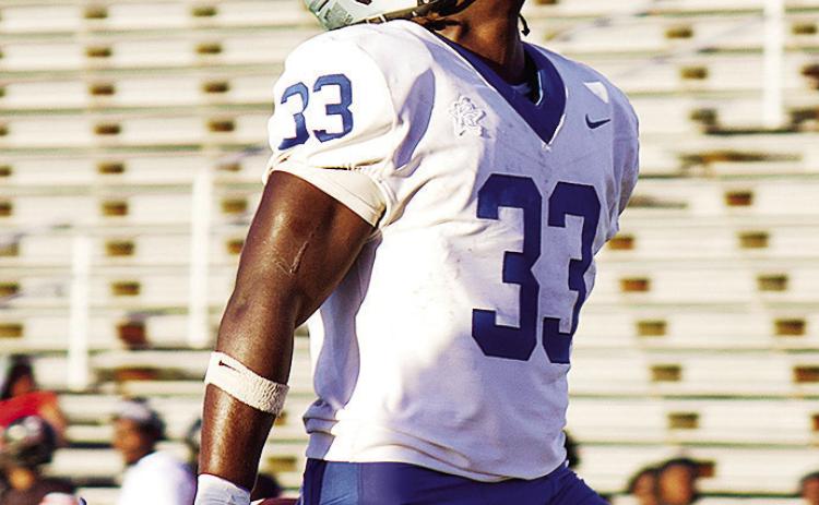 Former Clinton Red Tornado Zaedon Collins finishes a run for Kilgore College this season. CDN | Courtesy photo
