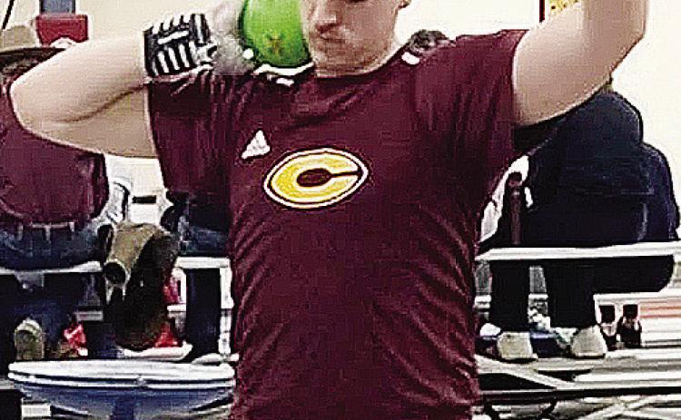 Clinton’s Ethan Lofland prepares to throw during a preseason indoor meet this year. CDN | Courtesy photo
