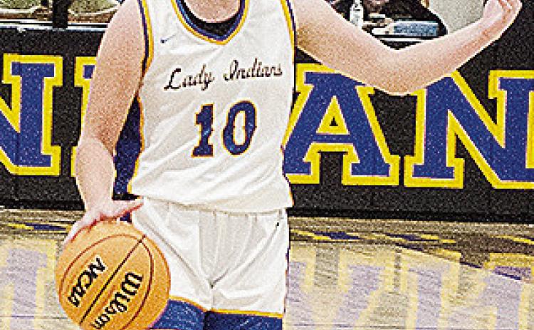 Arapaho-Butler’s Kelsey Garibay directs traffic during the Lady Indians’ home game against Hammon. CDN | Sam Goodwyn