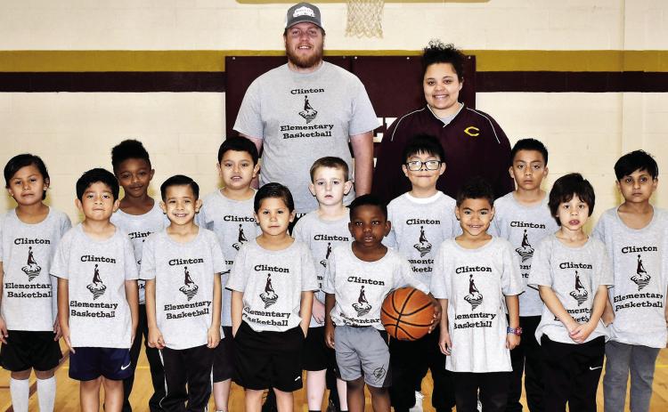 The Clinton Peewee Basketball boys’ Gray Team this season consisted of front
