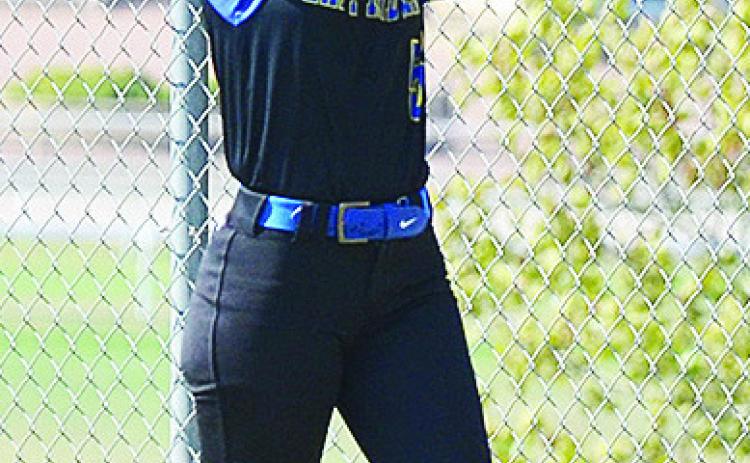 A-B’s Reagan Schoeppach secures a pop up in her glove prior to the Class A State Semifinal against Caddo in October at Devon Park in Oklahoma City. CDN | Sam Goodwyn