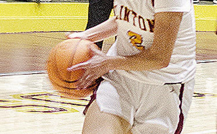 Clinton’s Paisley Ruyle drives the ball toward the hoop during the Lady Reds’ game against Blanchard Friday in the Tornado Dome. CDN | Sam Goodwyn
