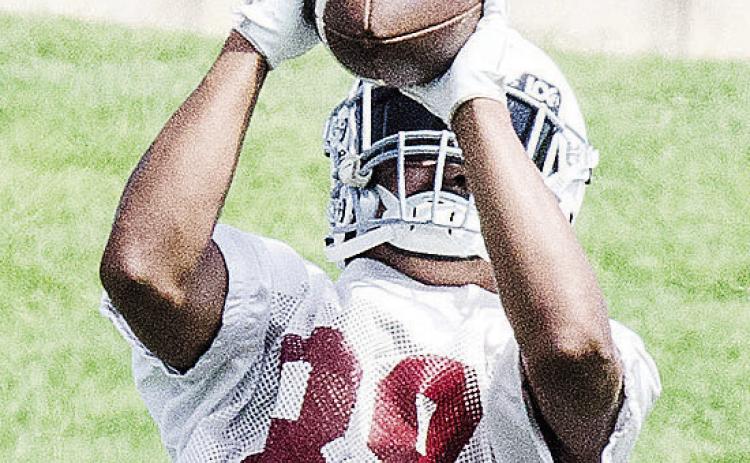 Clinton Jesus Gutierrez records an interception during 7-on-7 over the summer in the Tornado Bowl. CDN | Sam Goodwyn