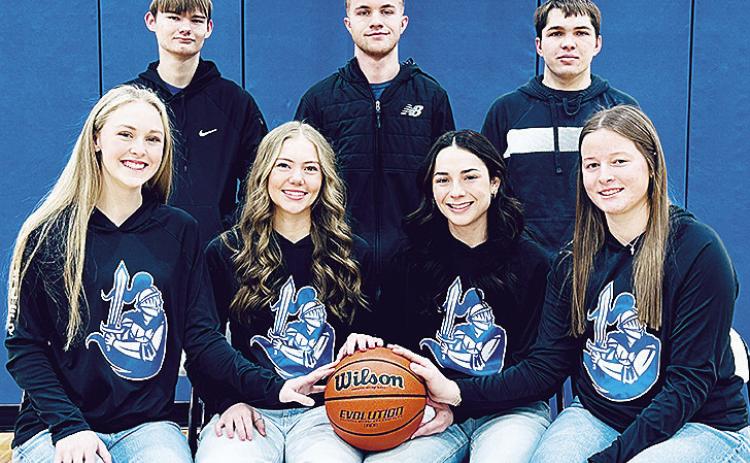Corn Bible Academy’s homecoming court is all smiles as they take a group photo. CBA’s homecoming was rescheduled to next Thursday against Mt. View after its original homecoming was cancelled to due to illness. Pictured, from left, in front are Gretta