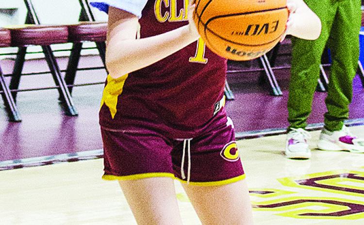 Clinton’s Destiny Krewall squares up to shoot the ball during practice in the Tornado Dome. CDN |Sam Goodwyn