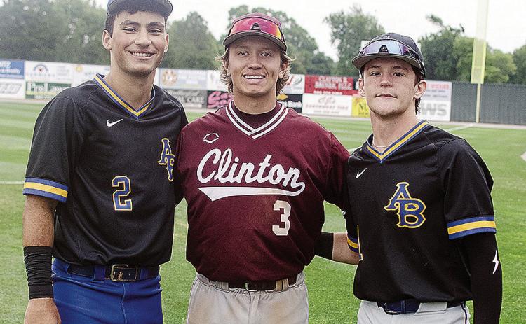 The annual WOBCA All-Star Games were held Wednesday at Eagle Field in Weatherford with three local players being selected to compete in the games, Arapaho-Butler’s Orsan Jubara, left, and Rylan Moore right, competed in the small-school game and Clinton’s Vince Jones, center, competed in the large-school game. CDN | Sam Goodwyn