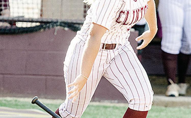 Clinton’s Laney Anderson hustles to first as she throws the bat down during her at bat Tuesday against Altus. CDN | Sam Goodwyn